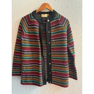 Vintage Lady Vanderbilt Wool Rainbow Knit Sweater - No Size
